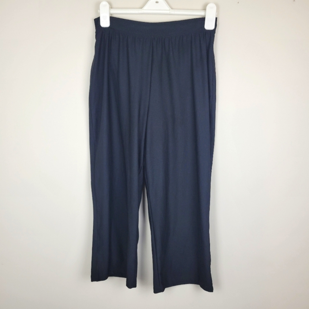 SPANX Bod-A-Bing Black High Rise Wide Leg Cropped Slimming Pull On Pants